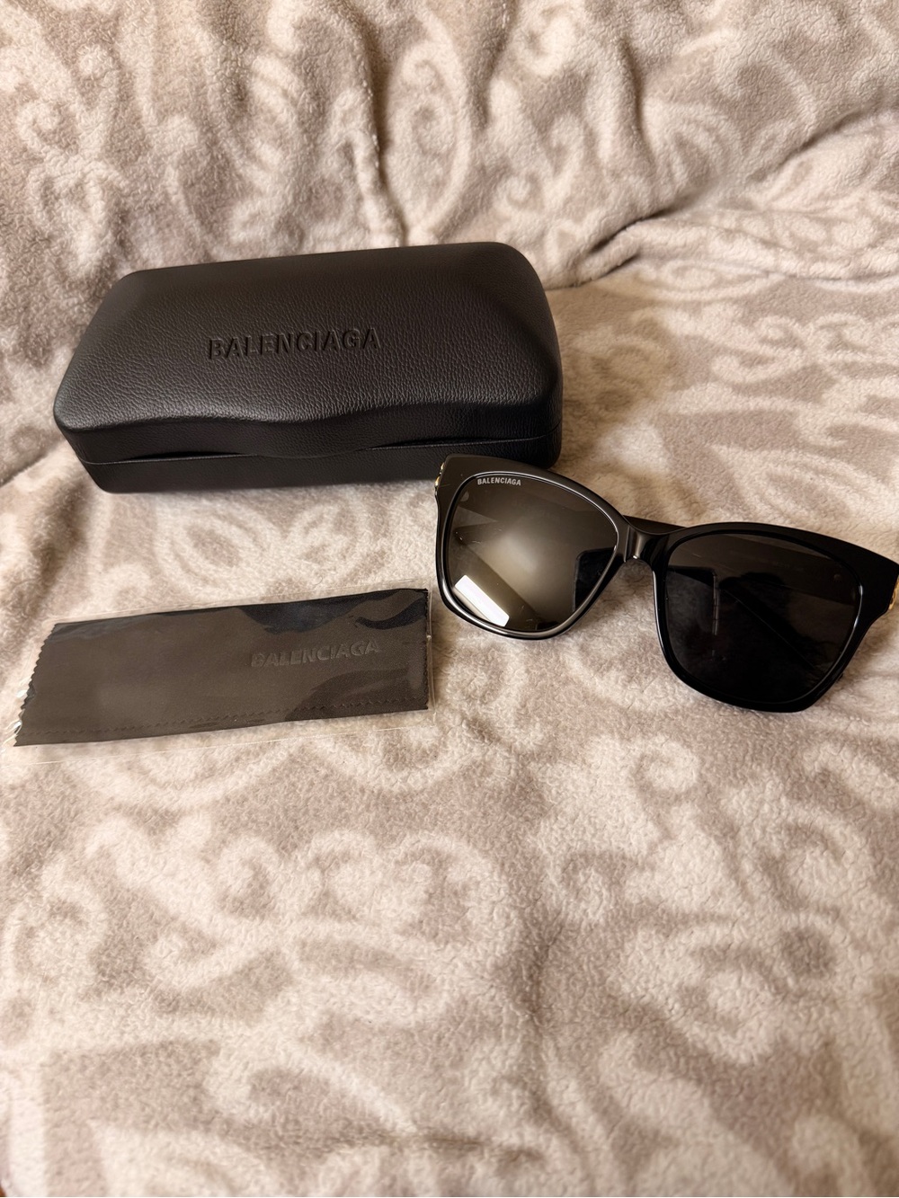 Balenciaga Black Logo Microfiber Sunglasses Pouch